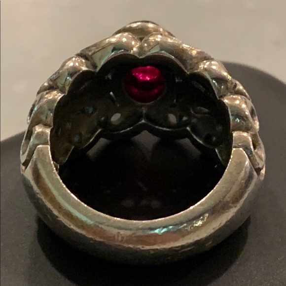 Chrome Angels Sterling Silver and Red Stone Ring - Picture 7 of 7